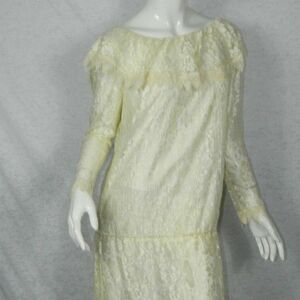 Jessica McClintock Gunne Sax Size Medium Dress Ivory Lace Vintage‎
